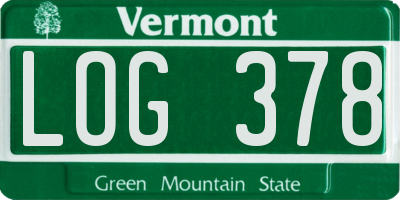 VT license plate LOG378