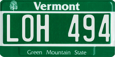 VT license plate LOH494