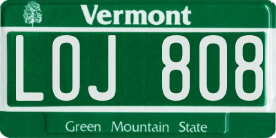 VT license plate LOJ808