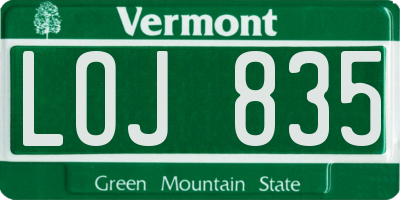 VT license plate LOJ835