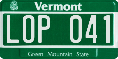VT license plate LOP041