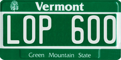 VT license plate LOP600