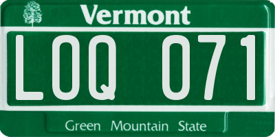 VT license plate LOQ071