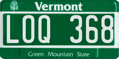 VT license plate LOQ368