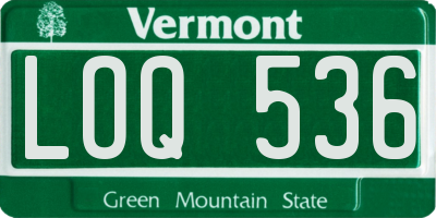 VT license plate LOQ536