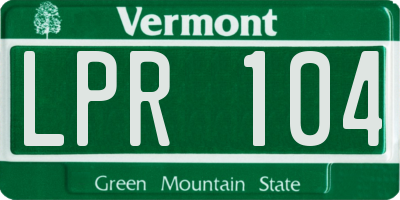 VT license plate LPR104