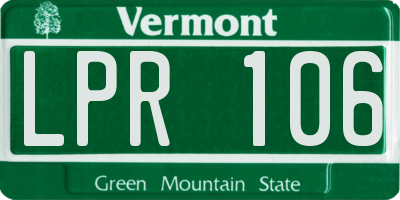 VT license plate LPR106
