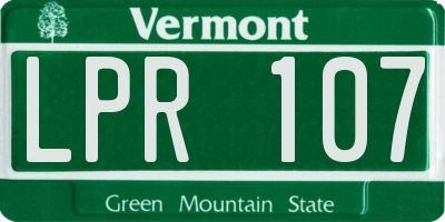 VT license plate LPR107