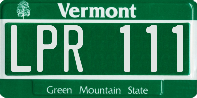VT license plate LPR111