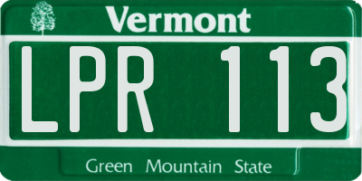 VT license plate LPR113