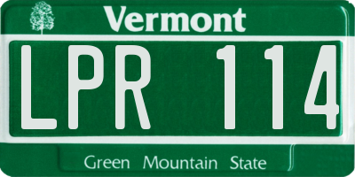 VT license plate LPR114