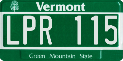 VT license plate LPR115