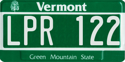 VT license plate LPR122
