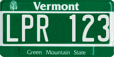 VT license plate LPR123