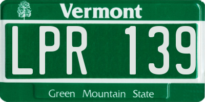 VT license plate LPR139