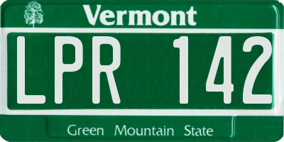 VT license plate LPR142