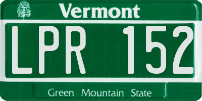 VT license plate LPR152