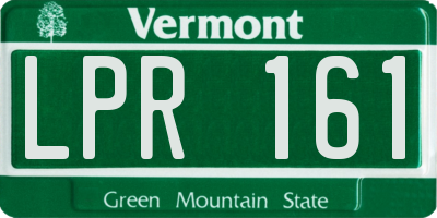 VT license plate LPR161