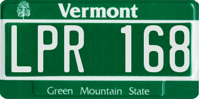 VT license plate LPR168