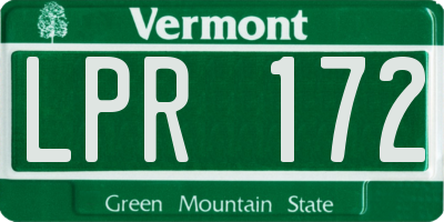 VT license plate LPR172