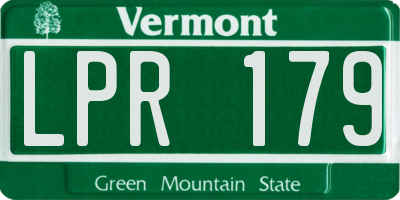VT license plate LPR179