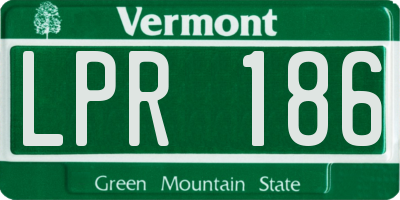 VT license plate LPR186