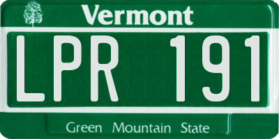 VT license plate LPR191