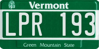 VT license plate LPR193