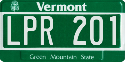 VT license plate LPR201