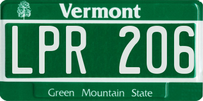 VT license plate LPR206