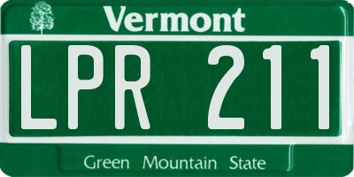 VT license plate LPR211