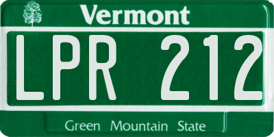 VT license plate LPR212