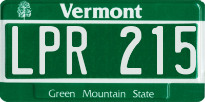 VT license plate LPR215