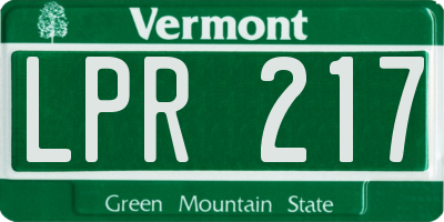 VT license plate LPR217