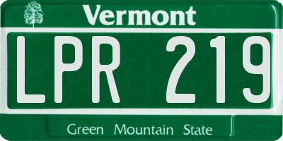 VT license plate LPR219