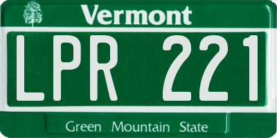 VT license plate LPR221