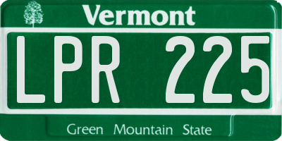 VT license plate LPR225