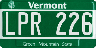 VT license plate LPR226