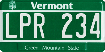 VT license plate LPR234