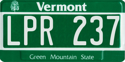 VT license plate LPR237