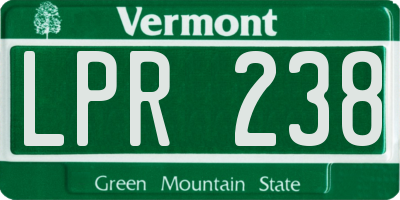 VT license plate LPR238