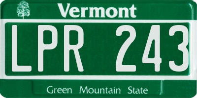 VT license plate LPR243