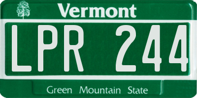 VT license plate LPR244