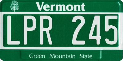 VT license plate LPR245