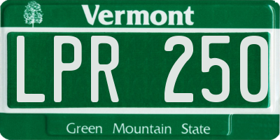 VT license plate LPR250