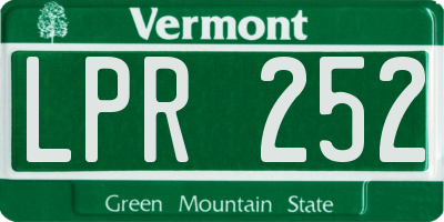 VT license plate LPR252
