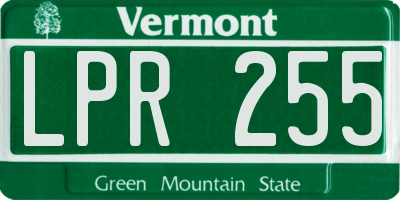 VT license plate LPR255