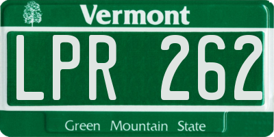 VT license plate LPR262
