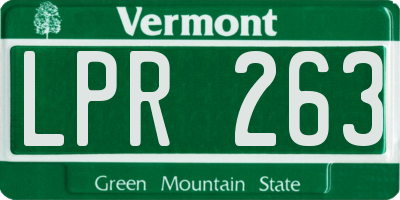 VT license plate LPR263