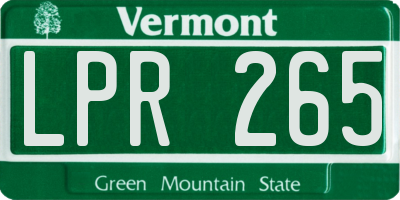 VT license plate LPR265